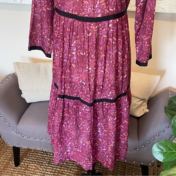 Warm Brand Prairie Midi Dress 3/4 Sleeve Pockets Tired 100% Cotton Size Small - Picture 8 of 9